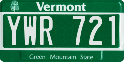 VT license plate YWR721
