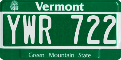VT license plate YWR722