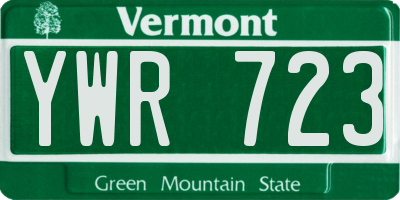 VT license plate YWR723