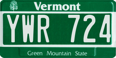 VT license plate YWR724