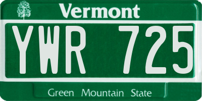 VT license plate YWR725