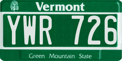 VT license plate YWR726