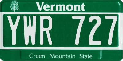 VT license plate YWR727