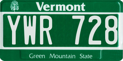VT license plate YWR728