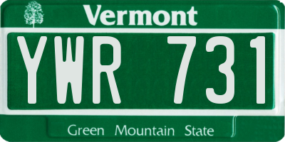 VT license plate YWR731