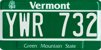 VT license plate YWR732