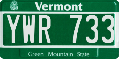 VT license plate YWR733