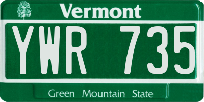 VT license plate YWR735