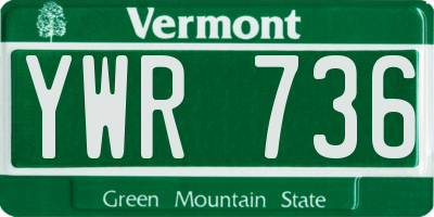 VT license plate YWR736
