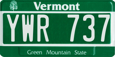 VT license plate YWR737
