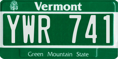 VT license plate YWR741