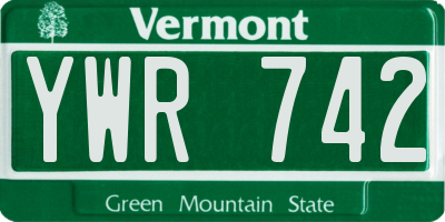 VT license plate YWR742
