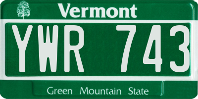 VT license plate YWR743