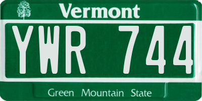 VT license plate YWR744