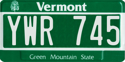VT license plate YWR745