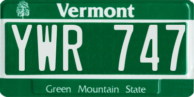 VT license plate YWR747