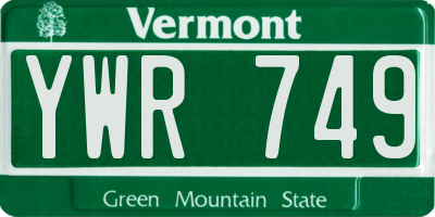 VT license plate YWR749