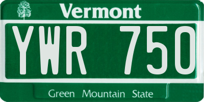 VT license plate YWR750