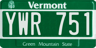 VT license plate YWR751