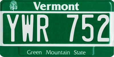 VT license plate YWR752