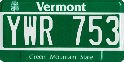 VT license plate YWR753
