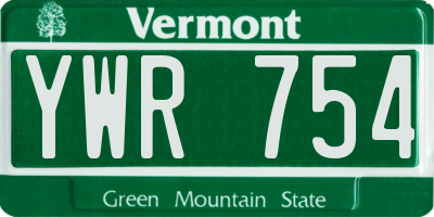 VT license plate YWR754