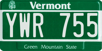 VT license plate YWR755