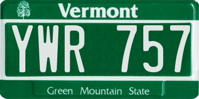 VT license plate YWR757