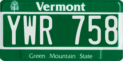VT license plate YWR758
