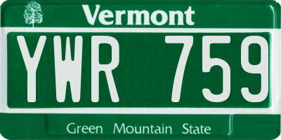 VT license plate YWR759