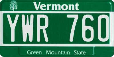 VT license plate YWR760