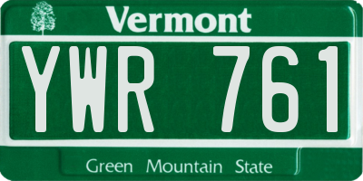 VT license plate YWR761