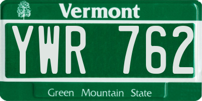 VT license plate YWR762