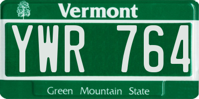 VT license plate YWR764