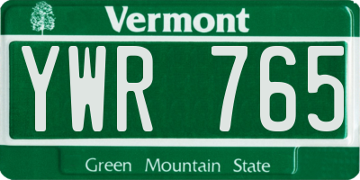 VT license plate YWR765