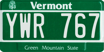VT license plate YWR767