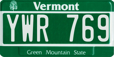 VT license plate YWR769
