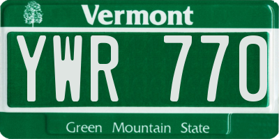 VT license plate YWR770