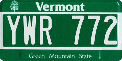 VT license plate YWR772