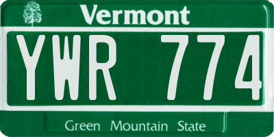 VT license plate YWR774