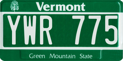VT license plate YWR775