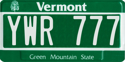 VT license plate YWR777