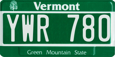 VT license plate YWR780