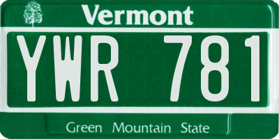 VT license plate YWR781