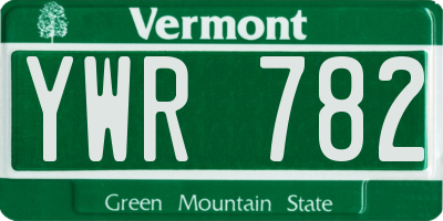 VT license plate YWR782