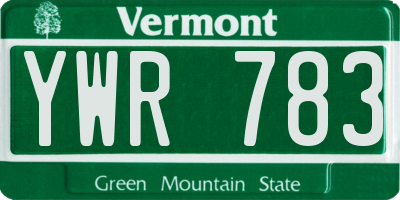 VT license plate YWR783