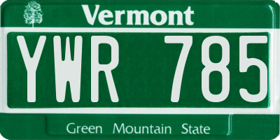 VT license plate YWR785