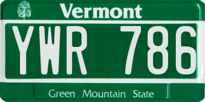 VT license plate YWR786