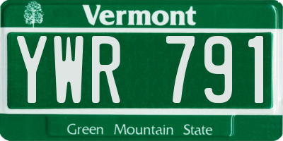 VT license plate YWR791