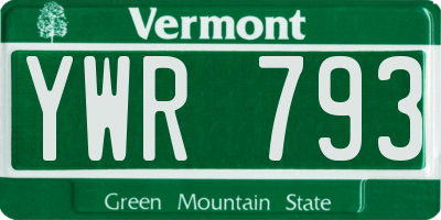 VT license plate YWR793